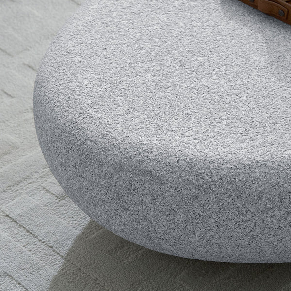 English Elm 55.12''fiberglass Elliptical Coffee Table Faux Stone Matte Finish Low Profile Living Room W2582P407289