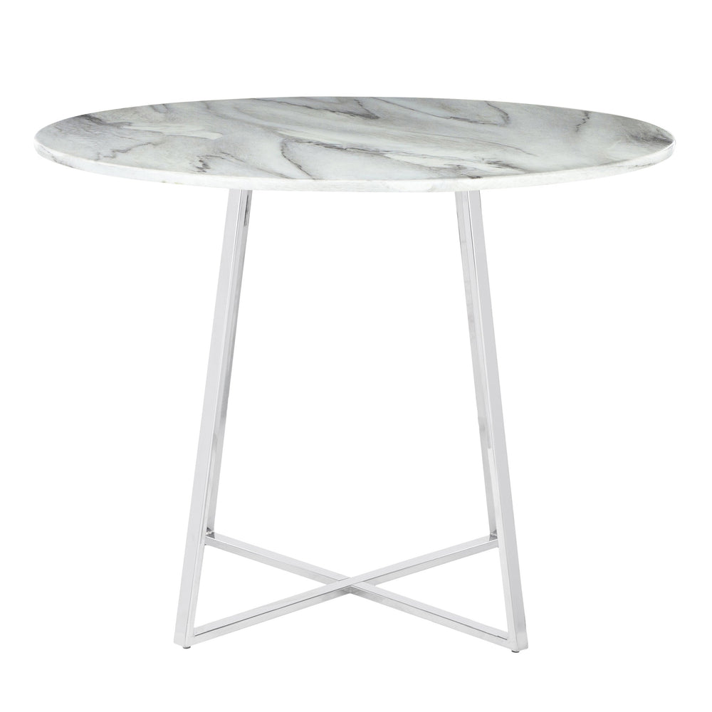 English Elm Cosmo Glam Dining Table With White Marble Top & Chrome Base - Modern Elegance For Your Home B202S01110