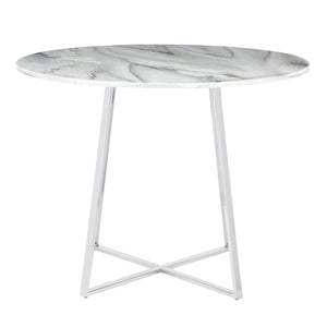English Elm Cosmo Glam Dining Table With White Marble Top & Chrome Base - Modern Elegance For Your Home B202S01110