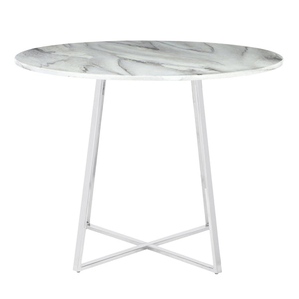 English Elm Cosmo Glam Dining Table With White Marble Top & Chrome Base - Modern Elegance For Your Home B202S01110