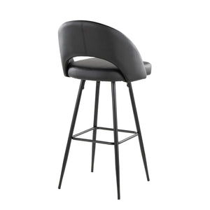 English Elm Fixed-height Metal Frame Barstools with Upholstered Seats and Geometric Footrest Set of 2 Black B202S01943