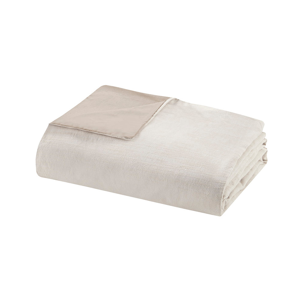 JLA Home Clean Spaces - 3 Piece Organic Cotton Oversized Duvet Cover Set with Antimicrobial Finish, Button Placket Tie Closures 94 L x 106 W x 1.5H LCN12-0108