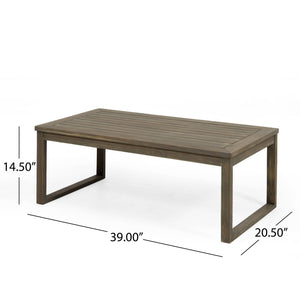 English Elm Christopher Knight Home® - SAMWELL Acacia Wood Outdoor Loveseat and Coffee Table Set with Water-Resistant Cushions, Sleek Slat Design DARK GREY 52.75 L x 33 W x 17.75 H 70137.00GDGRY