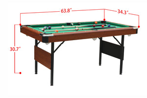 English Elm Pool Billiard Table Foldable Steel Legs Velvet Surface Family Game Room Fun Green,Wood W1936P375434