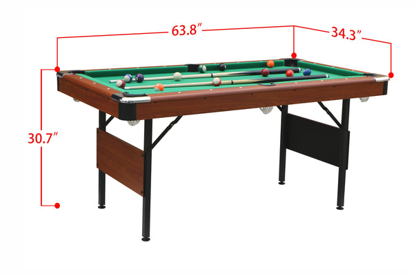 English Elm Pool Billiard Table Foldable Steel Legs Velvet Surface Family Game Room Fun Green,Wood W1936P375434