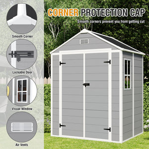 English Elm Campcraft 6x5 Ft Resin Outdoor Storage Shed with Uv Resistant Pp Panels and Lockable Door W1598S00021