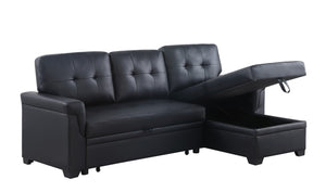 English Elm Jardin Tufted Vegan Leather Sleeper Sectional with Reversible Storage Chaise Modern Living B2749S00277