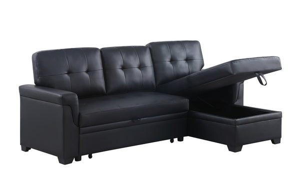 English Elm Jardin Tufted Vegan Leather Sleeper Sectional with Reversible Storage Chaise Modern Living B2749S00277