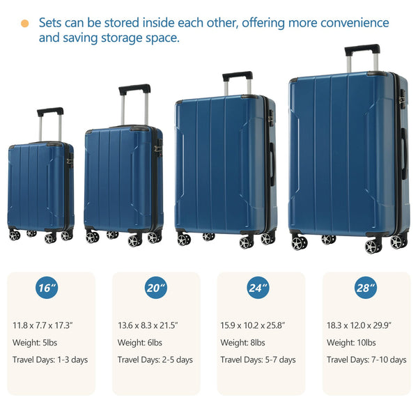 English Elm Hardshell Six Piece Luggage Set Expandable Abs Suitcases with Spinner Wheels Tsa Lock Blue N730P296628C