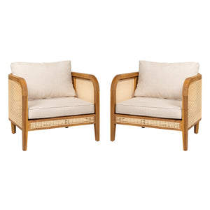 English Elm Christopher Knight Home® - Kirkby Stylish Outdoor Cushioned Arm Chair Set Of 2 – Durable Acacia Wood & Weather-Resistant Wicker N775P265894T-S2