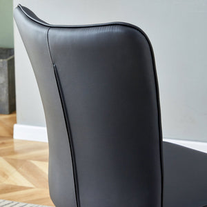 English Elm Modern Pu Leather Dining Chair Set of Six with Curved Back and Polished Metal Legs W1151P370776