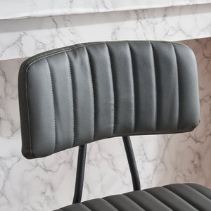 English Elm Industrial Bar Stools Set of 2 — Counter Height PU Leather Seats, Sturdy Metal Frame, Ergonomic Backrest and Footrest for Kitchen Island and Home Bar Grey W1901P264278