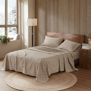 English Elm 4 Pieces Queen 100% Cotton Flannel Sheet Set - Cozy Rustic Stag Head Design For Ultimate Comfort B035P381353