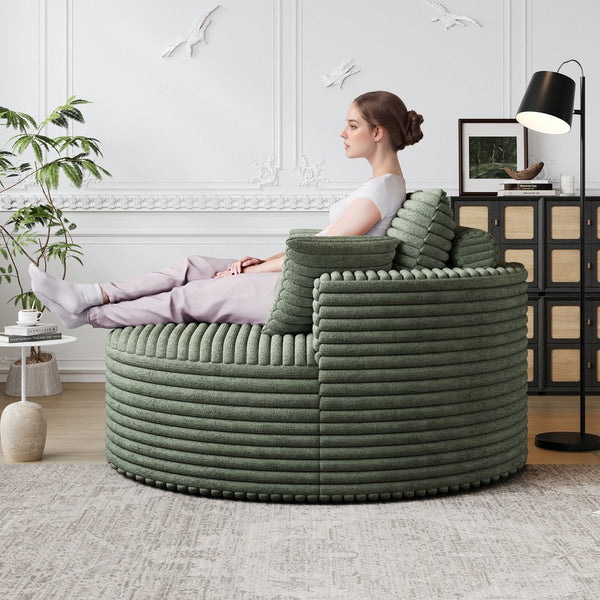 English Elm 50''L Plush Corduroy Sponge Single Sofa Bed with No Assembly, Fluffy Modern Sleeper for Living Areas Green W834P337416