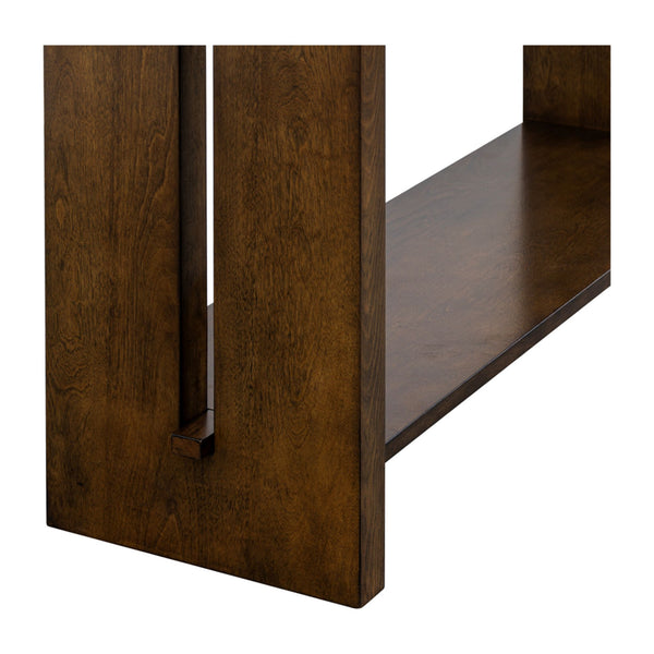 English Elm Console Table with Open Shelf Dark Coffee Finish Entryway Sofa Accent in Wood B035P408403