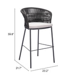 Freycinet Barstool Black 703989 Zuo Modern