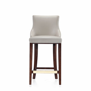 English Elm Shubert Solid Beech Wood Upholstered Barstool with Gold Footplate, Commercial Grade, 29" Seat Height LIGHT GREY B365P397938
