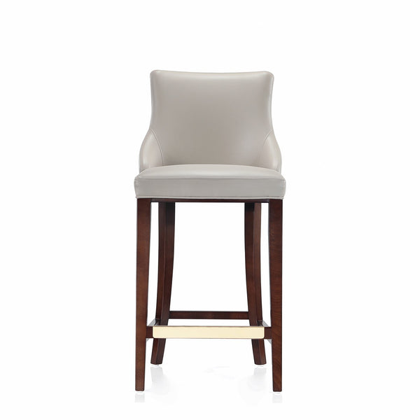 English Elm Shubert Solid Beech Wood Upholstered Barstool with Gold Footplate, Commercial Grade, 29" Seat Height LIGHT GREY B365P397938