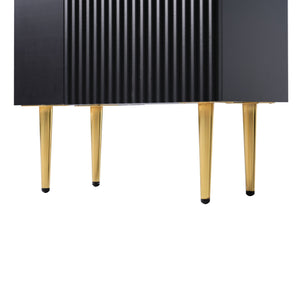 English Elm 21.6" Black Bathroom Vanity with Ceramic Sink, Left Side Storage, Gold Legs, Soft-Close Hinges and Triple-Coat Finish SV000007AAB
