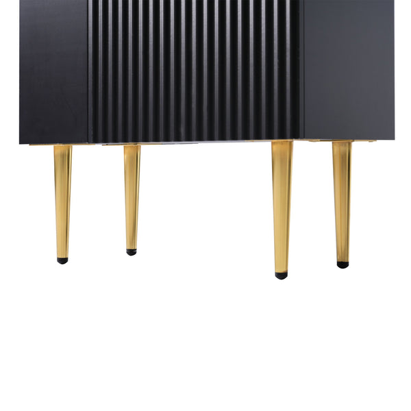English Elm 21.6" Black Bathroom Vanity with Ceramic Sink, Left Side Storage, Gold Legs, Soft-Close Hinges and Triple-Coat Finish SV000007AAB