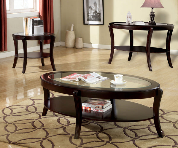 English Elm Contemporary Oval End Table with Beveled Glass Top and Solid Wood Open Shelf for Stylish Living Espresso 36 L x 57 W x 5 H B011P357281
