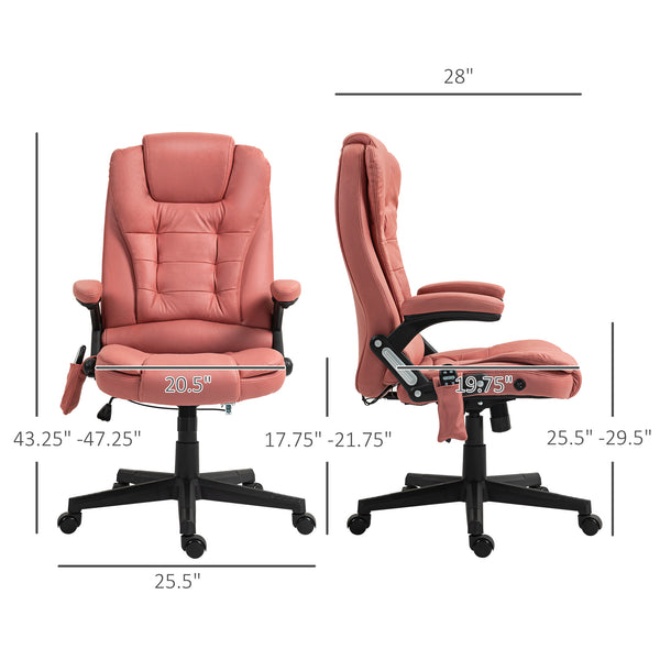 English Elm HOMCOM Executive Massage Office Chair with 6-Point Vibration, Lumbar Heat, Recline & Remote Control Red W2225P229772