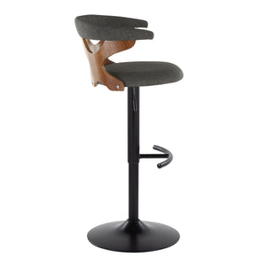 English Elm Gardenia Modern Adjustable Barstool Set Of 2 With Swivel, Charcoal Fabric & Black Metal Base B202S00854