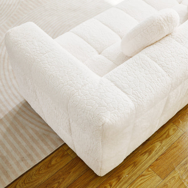 English Elm 84.6-inch Cloud Sofa with Lychee-Textured Long-Pile Polyester, Plush High-Density Foam Comfort Beige W834P366230