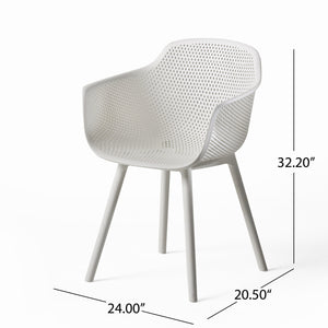 English Elm Christopher Knight Home® - LOTUS modern outdoor dining chair with weather-resistant polypropylene, perforated diamond pattern comfort and stability White 23.5 L x 23.5 W x 22.5 H 69068.00