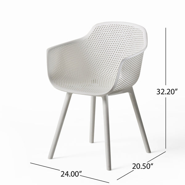 English Elm Christopher Knight Home® - LOTUS modern outdoor dining chair with weather-resistant polypropylene, perforated diamond pattern comfort and stability White 23.5 L x 23.5 W x 22.5 H 69068.00