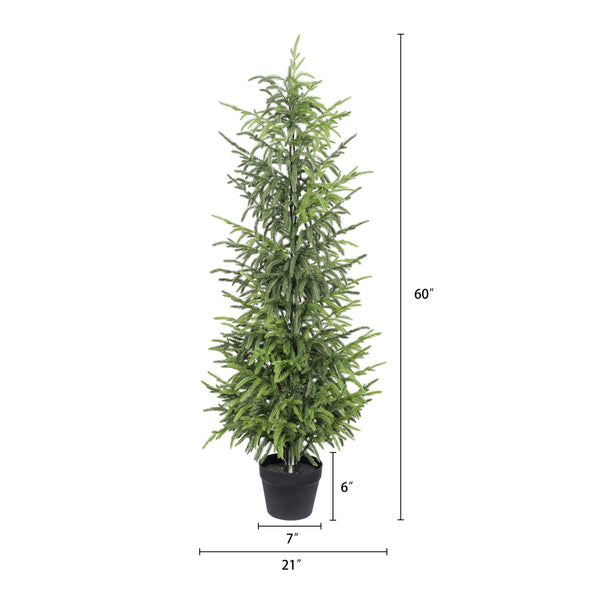 English Elm 5' Artificial Pine Tree Set of 2 with Real Touch Foliage in Sleek Black Pots W3912P437637