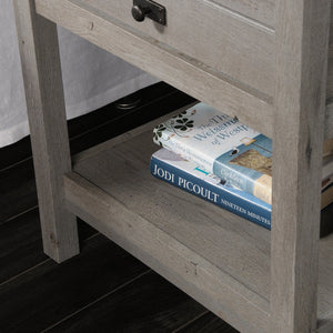 English Elm Night Stand - Versatile Brown Finish With Storage Drawer And Open Shelf For Bedroom Essentials B356P402748