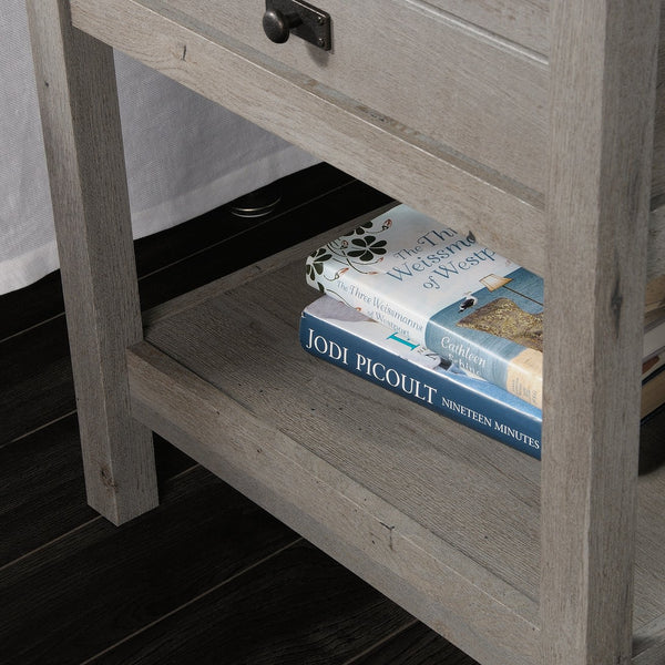 English Elm Night Stand - Versatile Brown Finish With Storage Drawer And Open Shelf For Bedroom Essentials B356P402748