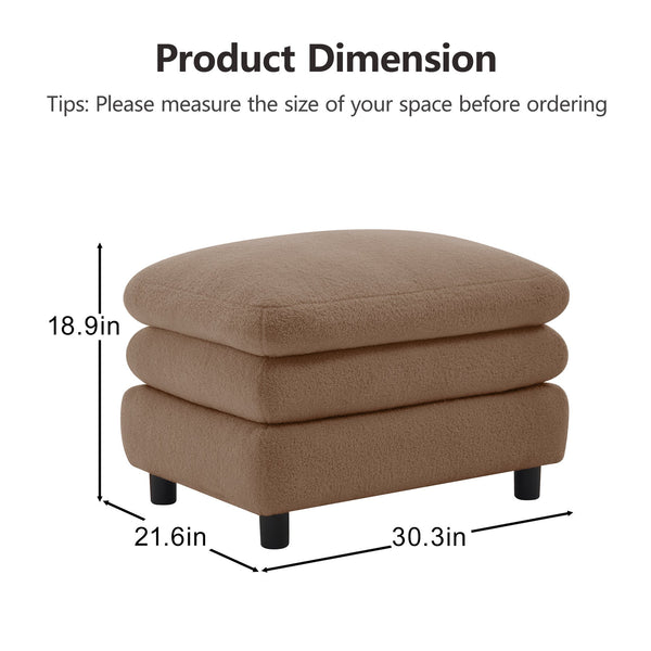 English Elm Vitoria Curved Modular Ottoman in Plush Teddy Fleece for Contemporary Living Rooms Camel W5656P454363