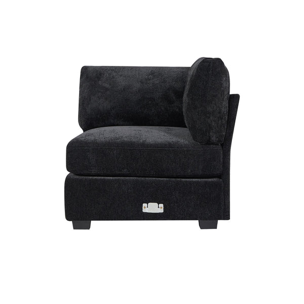 English Elm Christopher Knight Home® - 7-Piece Reversible Modular Corner Sectional In Chic Black Fabric - Versatile Seating For Modern Homes N771P345839_N771P345840_N771P345841_N771P345842H