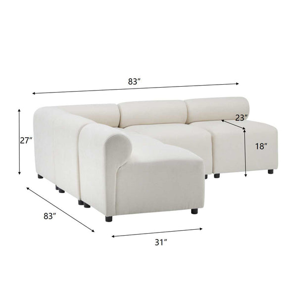 English Elm Christopher Knight Home® - Evelyn 5-Piece V-Shaped Modular Sectional Sofa In Soft Beige Chenille - Modern Comfort & Flexibility! N773IS00024B