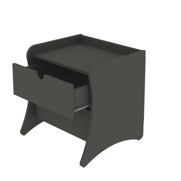 English Elm Coney 20" Nightstand with 2 Soft-Glide Drawers and Curved Panel Legs — Sleek Modern Bedroom Storage Charcoal grey B365P398136