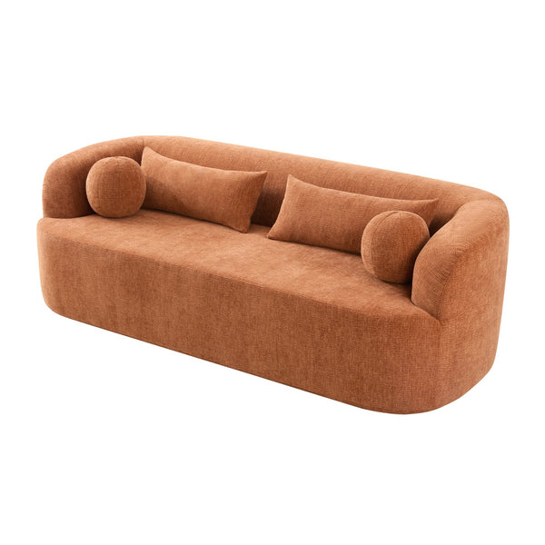 English Elm [new]86" Chenille Cloud Sofa Curved Legless 3-seater with Pocket Springs for Living Room Orange N723P404465G