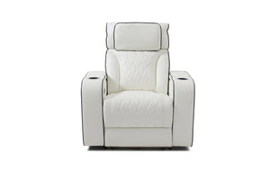 English Elm Lumin Power Recliner Faux Leather Chair with Led Lighting and Built in Usb Charging White B078P497929