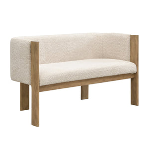 English Elm 48.5" Compact Track Arm Loveseat Rubberwood Frame Polyester Upholstery Studio Sofa Almond,Natural Ash N771P384798V