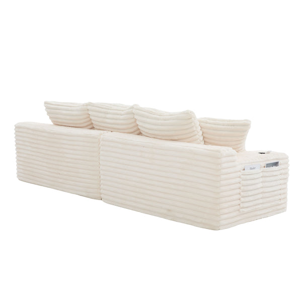 English Elm Oversized Corduroy Cloud Couch Convertible Sleeper Sofa with Memory Foam Seating Beige W395S00116