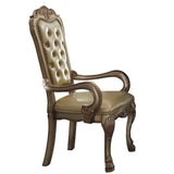 English Elm Bone and Gold Patina Tufted Arm Chair (Set Of 2)