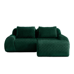 English Elm 82" Modular L-shaped Sectional Sofa Flannelette Upholstered with Movable Ottoman Living Room Green W714S01524
