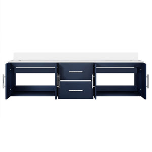 English Elm Navy Double Bath Vanity 72" W x 22" D with White Quartz Top, Solid Wood, Soft-Close Drawers, Storage B2731P258702