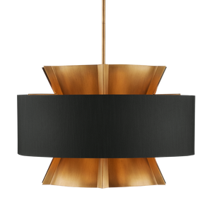 Oxenwood Brass & Black Chandelier – Stunning Metal Design with Adjustable Height for Any Space