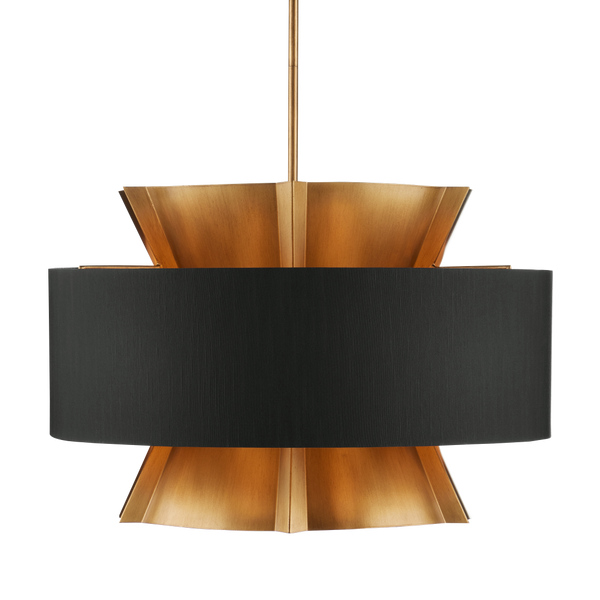 Oxenwood Brass & Black Chandelier – Stunning Metal Design with Adjustable Height for Any Space