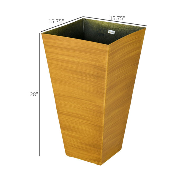 English Elm Outsunny 28" Tall Faux Wood Planters Set Of 3 - Stylish, Durable Flower Pots For Indoor & Outdoor Use W2225P174495-GIGA