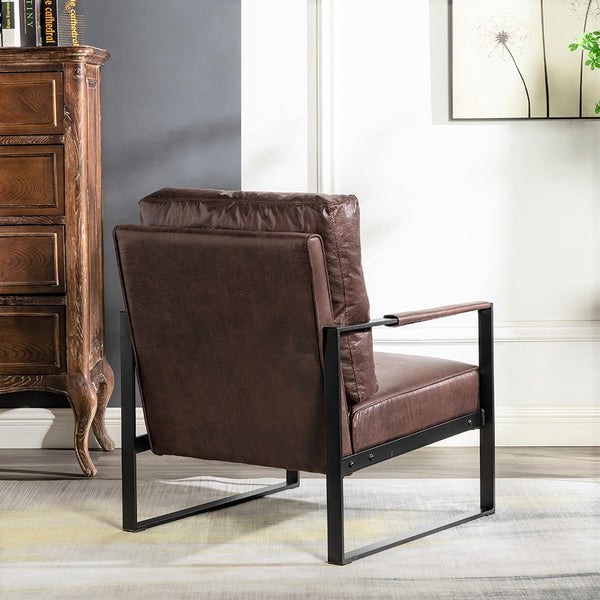 English Elm Classic Mid Century Modern Accent Chair - Stylish Durable Armchair In Dark Brown Microfiber Upholstery B2735P256730