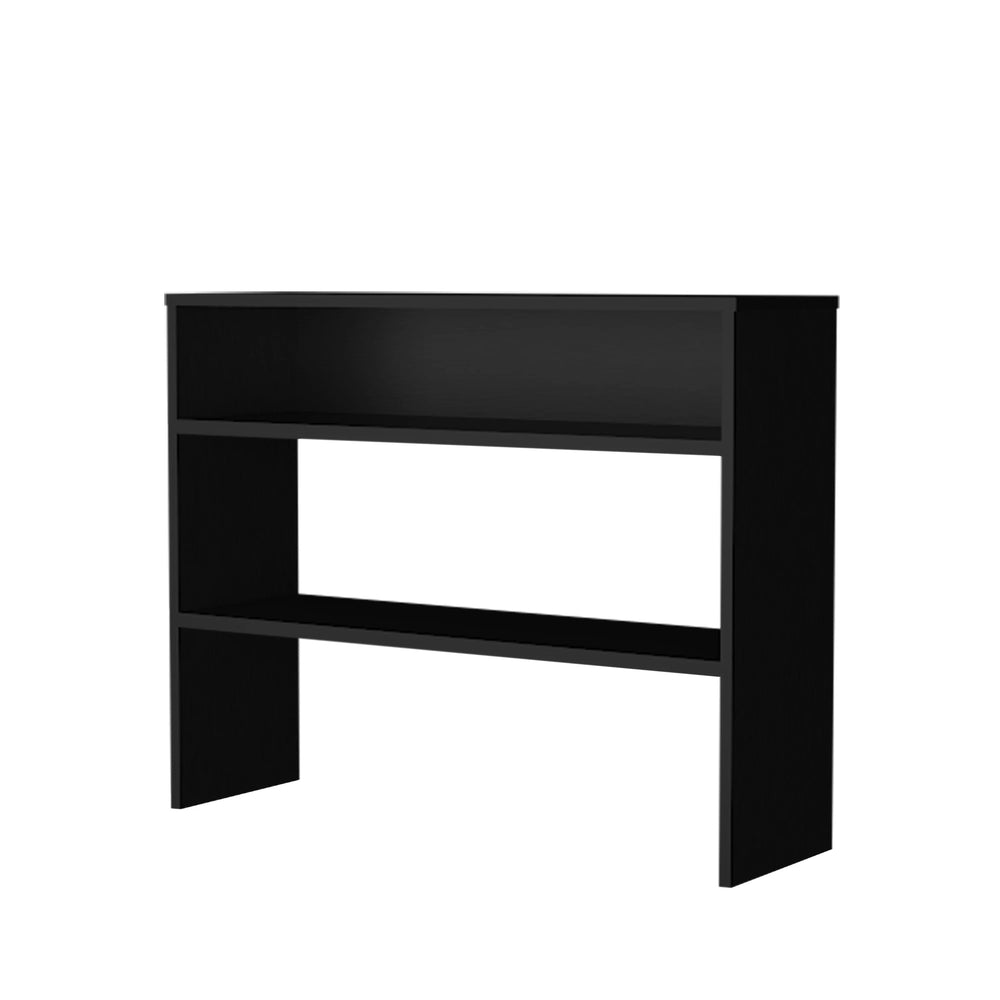 English Elm Wenge Modern Console Table with Open Shelves for Display & Storage, Sleek Wenge Finish, Space-Saving Design B062P252155