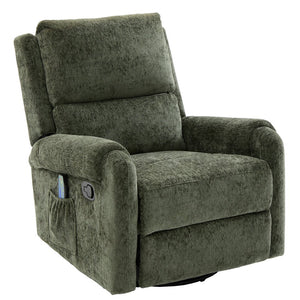 English Elm Manual Recliner Swivel Rocker Massage Chair Chenille Nursery and Living Room Seat Green N763P347287F